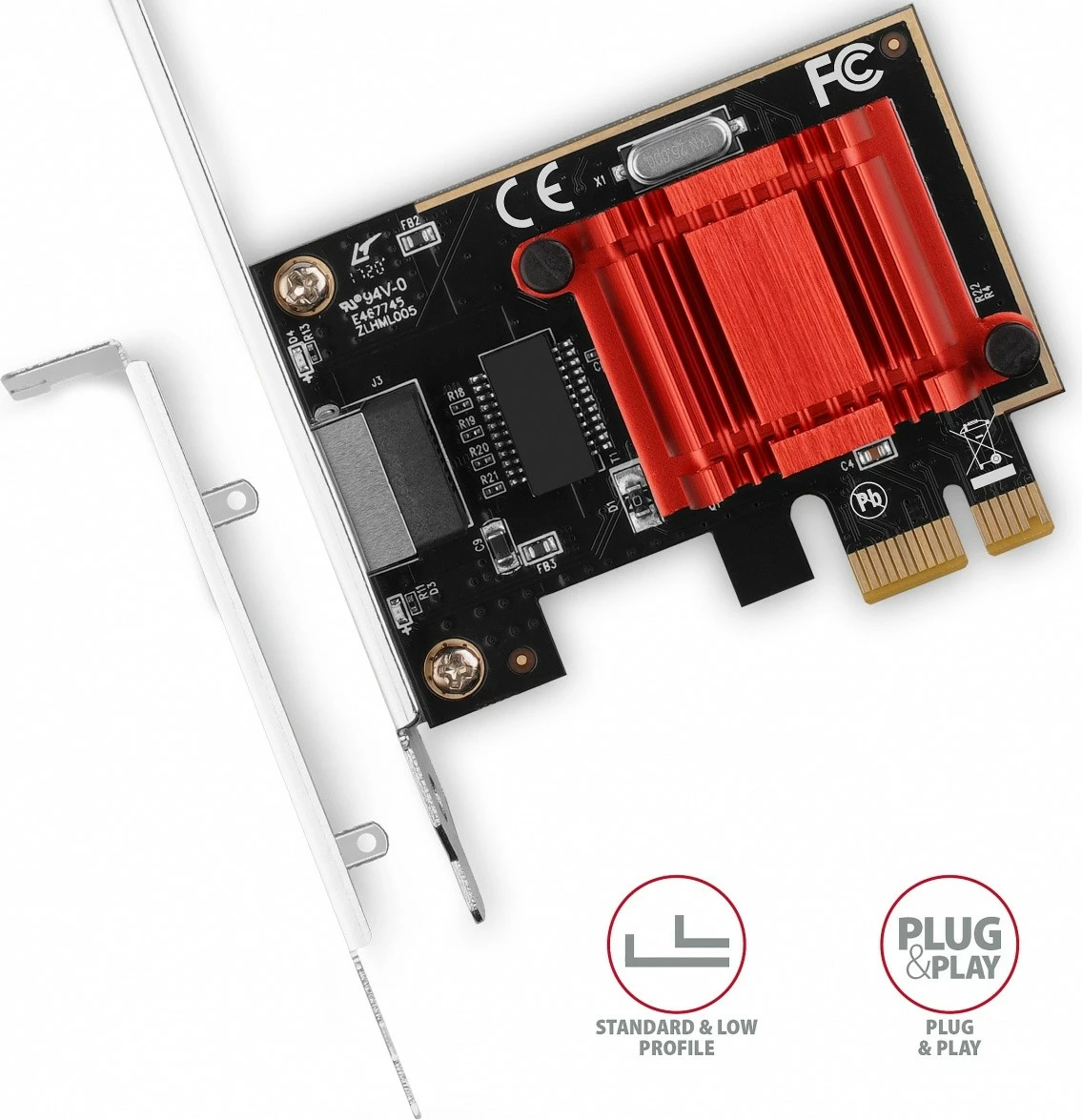 Kartë rrjeti AXAGON PCEE-GIX, PCIe, 1x Gigabit Ethernet, Intel I210-AT, me mbajtëse standarde dhe low-profile