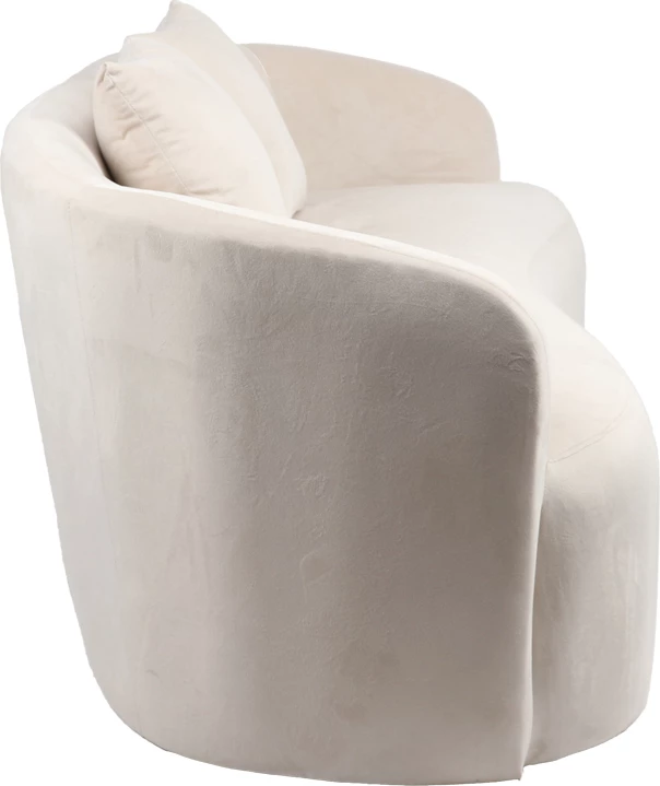 Divan dy ulëshe Raini me jastëkë, kadife krem, 178x82x68cm