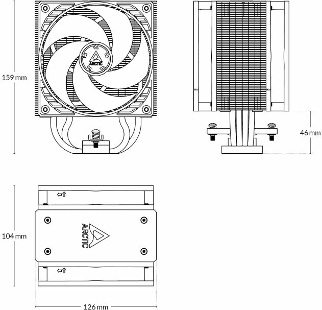 Ftohës procesori ARCTIC Freezer 36 CO, 4 heatpipes, 2x P12 PWM PST CO, Intel LGA1851/1700 & AMD AM5/AM4, i zi