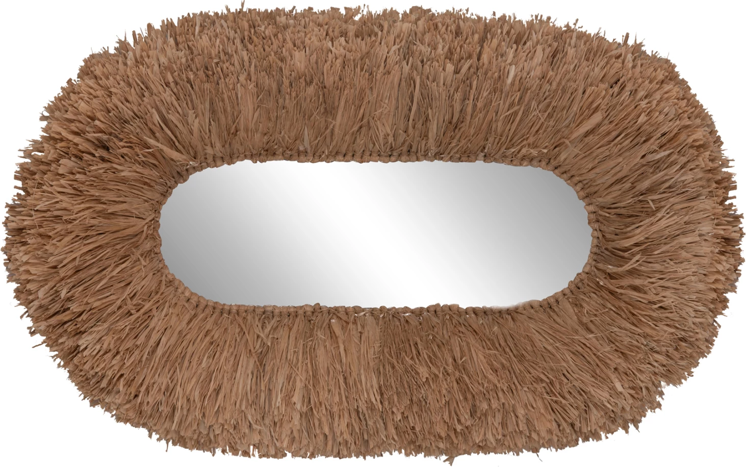 Pasqyrë muri ovale, kornizë fibra sisali, ngjyrë natyrale, FH4711, 95x60x15cm