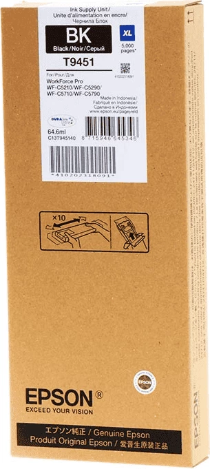 Kartush boje, Epson, T9451 C13T945140, XL 65 ml 5000 faqe, e zezë
