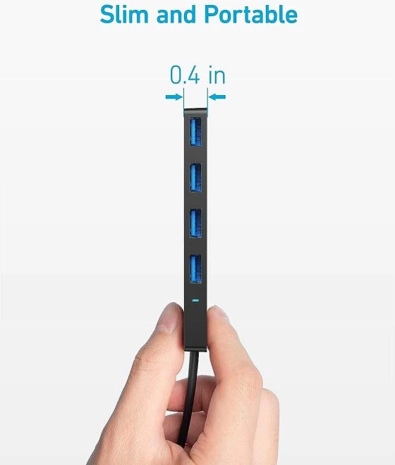 Hub USB-C ANKER Ultra Slim A8309G11, 4-port USB-A, 5 Gbps, kabllo 20 cm, i zi