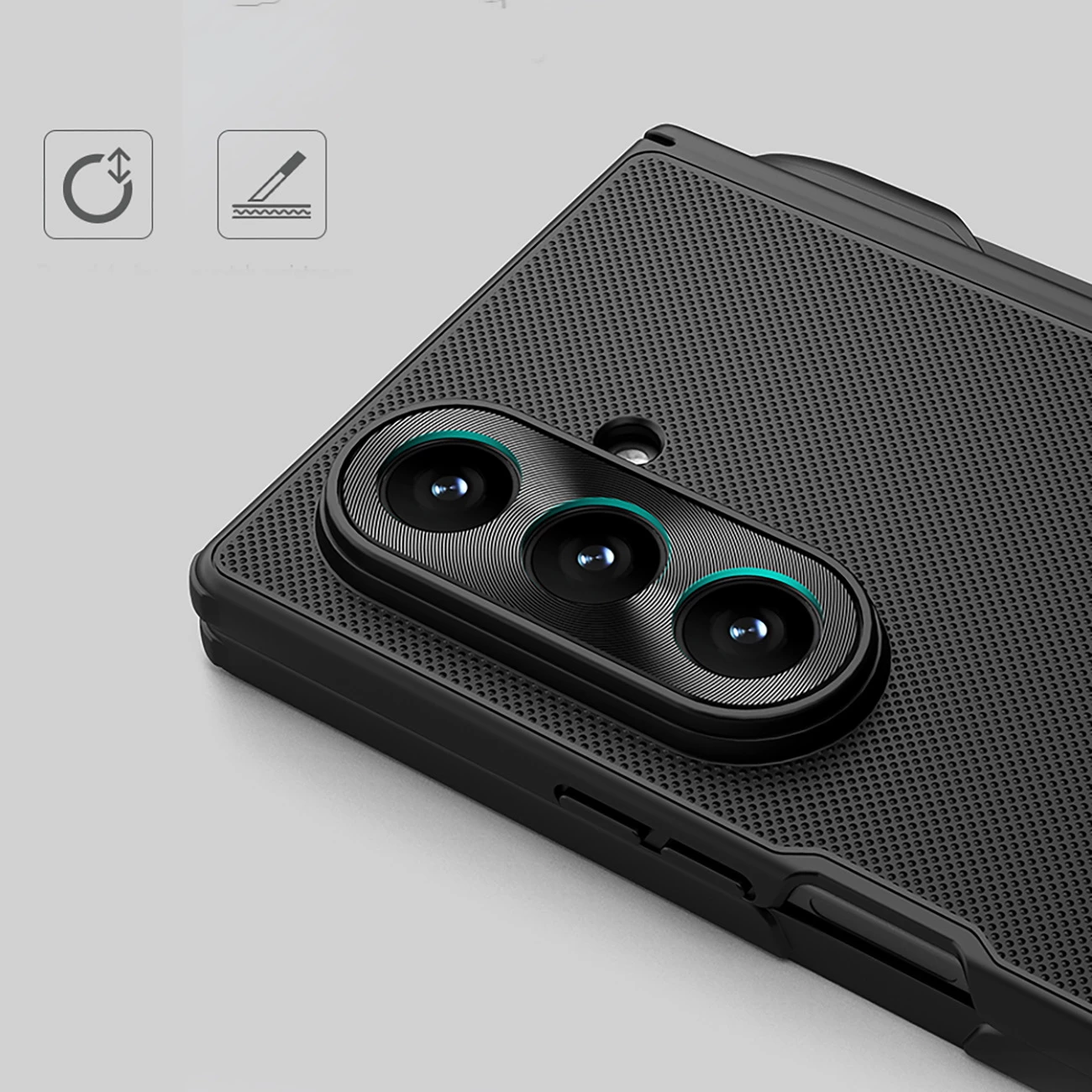 Mbështjellës, Nillkin, Super Frosted Shield Fold Magnetic për Samsung Galaxy Z Fold 7, kompatibil me MagSafe, hapësirë për S Pen, e zezë