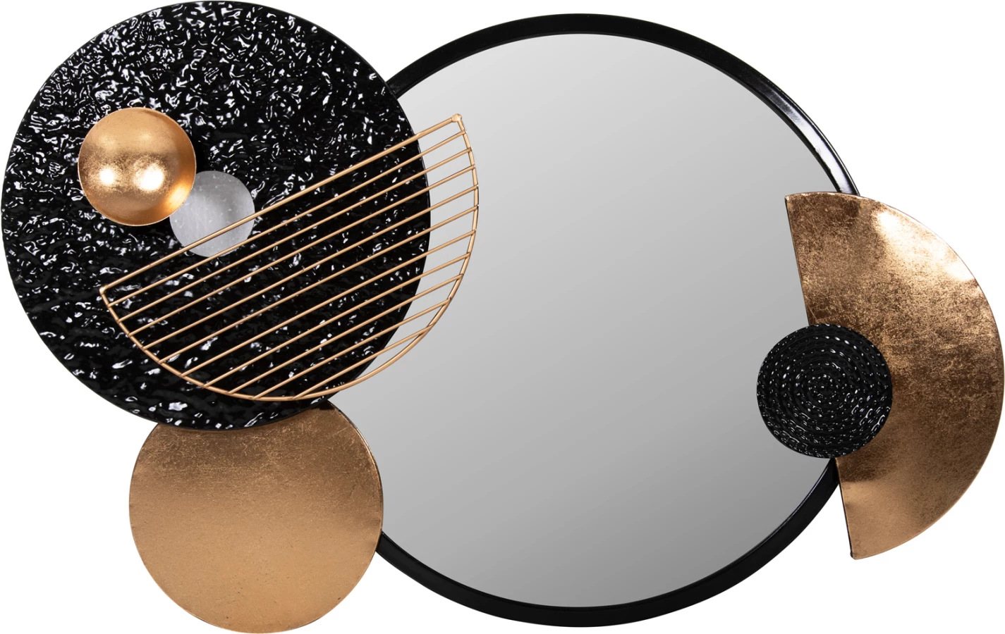 Pasqyrë muri FH4211 metalike, ngjyrë zi-ari, 82x8x52H cm