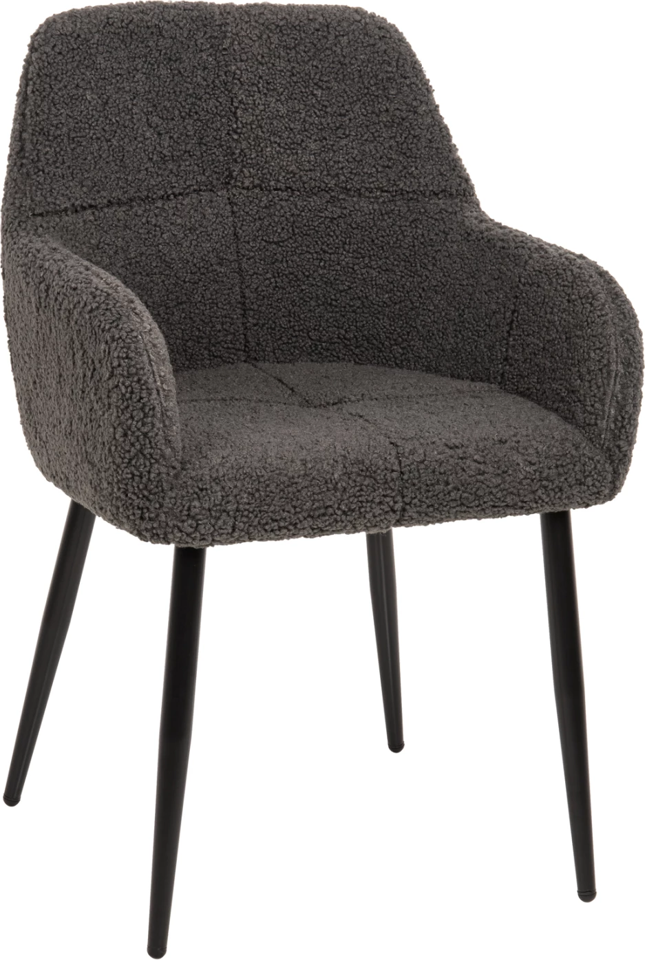 Karrige me krahë SHELLY FH8591.01, pëlhurë TEDDY, këmbë metalike, gri-e zezë, 57x55x87H cm., set prej 2 copë