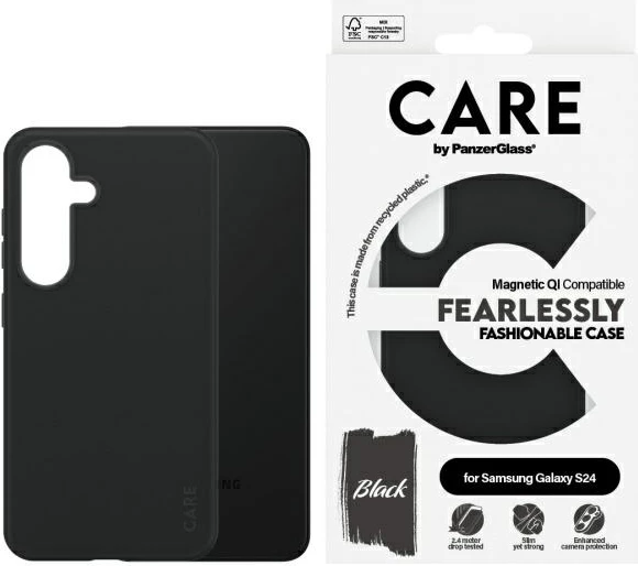 Mbështjellës PanzerGlass CARE Fashion QI për Samsung Galaxy S24, zi