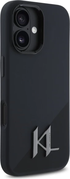 Mbështjellës Karl Lagerfeld Silicone Shadow Metal Initial MagSafe për iPhone 16, Zi