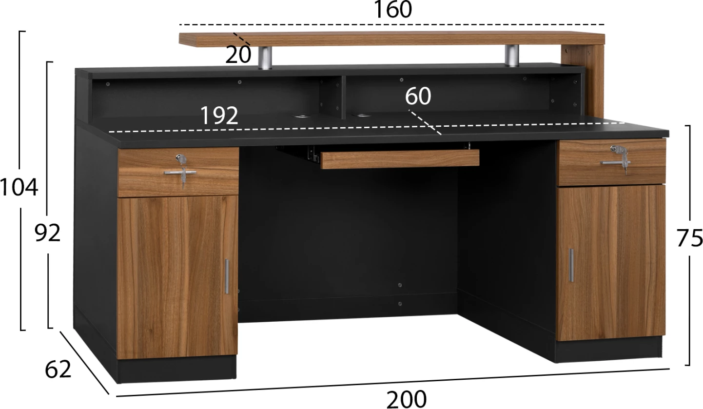 Tavolinë pritjeje profesionale Supreme 200x62x104 FH2362