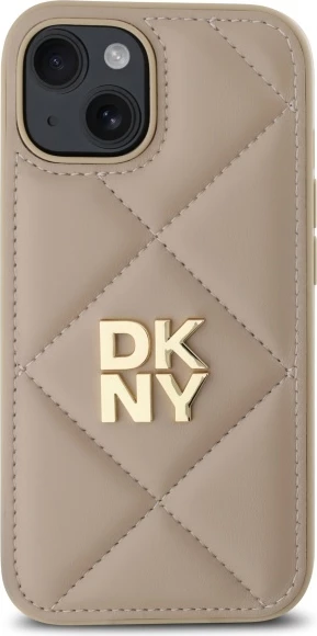 Mbështjellës DKNY Quilted Stack Logo për iPhone 15, Bezhe