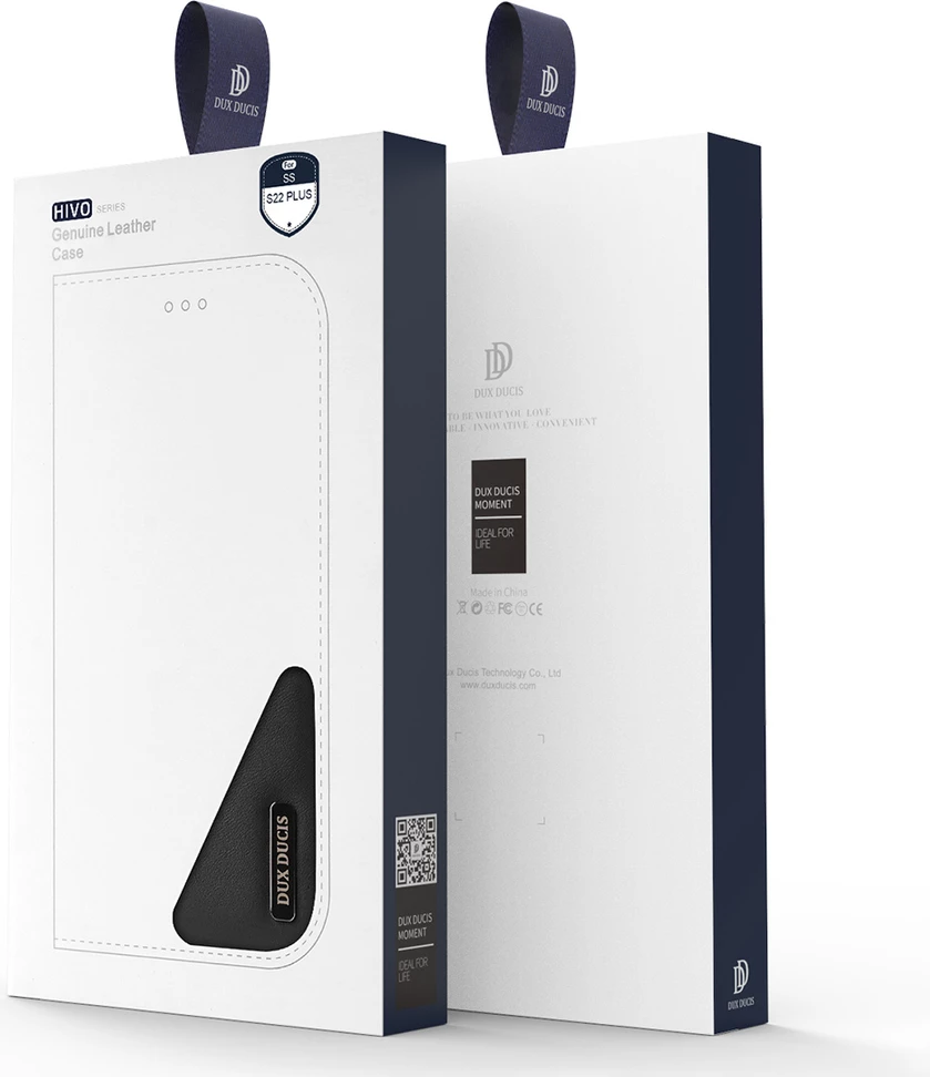 Mbështjellës Dux Ducis Hivo për Samsung Galaxy S22+, lëkurë natyrale, me xhepa për karta, Blu