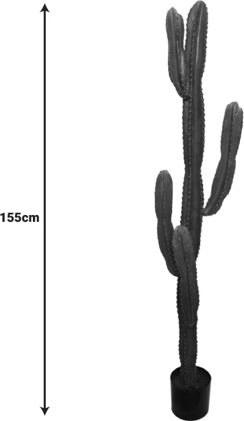 Bimë dekorative kaktus në vazo, Inart, jeshile, pp, H155cm