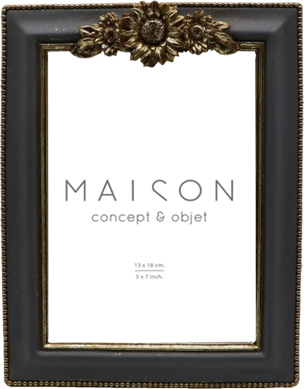 Kornizë foto Coronet, 17x2x22 cm, polirezine, gri-ari, xham