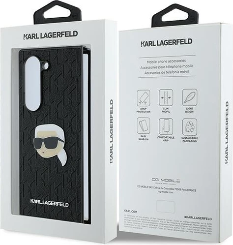 Mbështjellës Karl Lagerfeld Saffiano Monogram Head Pin për Samsung Galaxy Z Fold 6, i zi