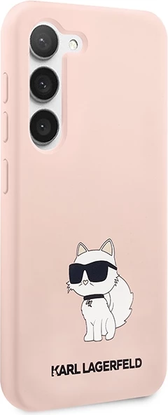 Mbështjellës Karl Lagerfeld Liquid Silicone Ikonik Choupette për Samsung Galaxy S23+, Rozë