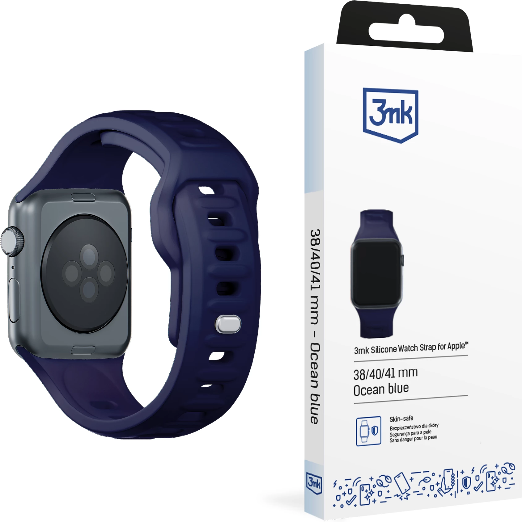 Rrip silikoni për Apple Watch 3mk, 38/40/41mm, Ocean blue