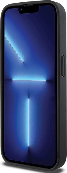 Mbështjellës DKNY Leather Printed Pattern Metal Logo MagSafe për iPhone 15 Pro Max, Zi