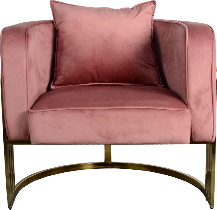 Fotel Roblu, metal i artë, kadife ngjyrë mollë e kalbur, 72x77.4x70cm