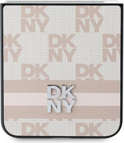 Mbështjellës DKNY për Samsung Galaxy Z Flip 6, model Checkered Pattern Printed Stripes, Rozë