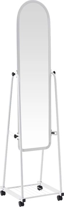 Pasqyrë e lëvizshme Lomna, kornizë plastike, raft hekuri, ngjyrë e bardhë, 38.5x37.5x160cm