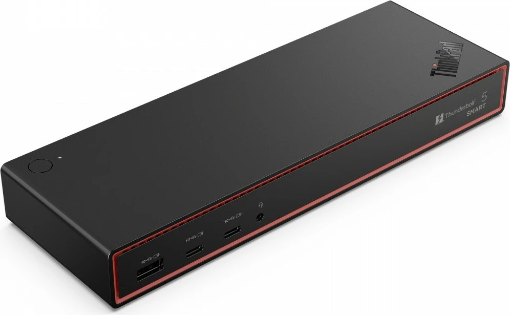 Stacion dokimi Lenovo ThinkPad Thunderbolt 5 Smart Dock 7500 40BA0265EU, TB5 120 Gb/s, deri 3x 8K 60 Hz + 1x 4K 60 Hz, PD 180 W, porta HDMI/DP/USB-C/USB-A/RJ-45/audio, me furnizues 265 W dhe kabllo TB5 1 m, e zezë