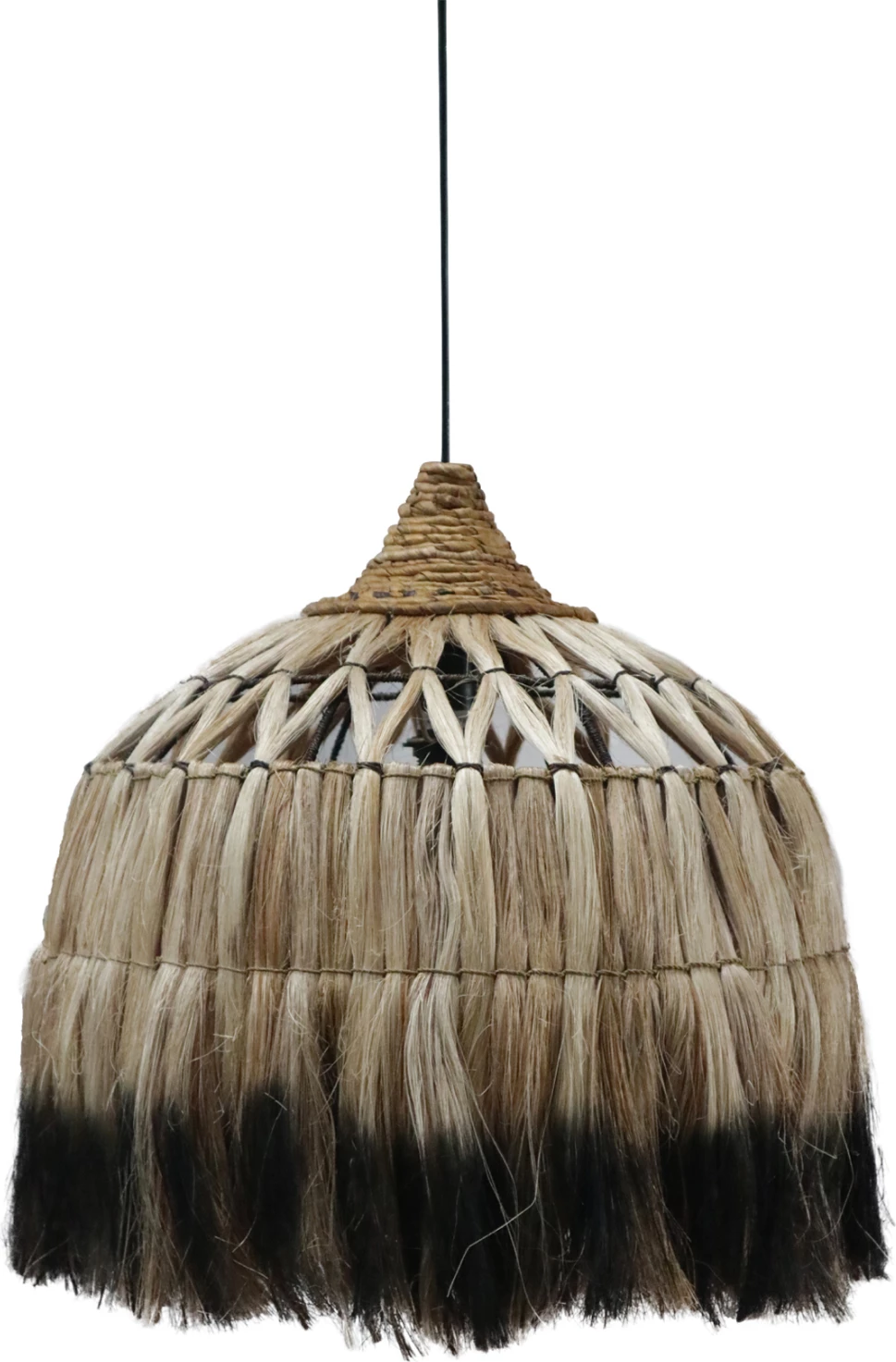 Llambë varëse tavani me kapak prej fibre abaka, ngjyrë natyrale dhe e zezë, Φ52x52-120H cm, FH7761