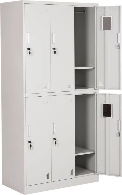 Dollap metalik BRAILA FH5546.11 6 kabinete me çelësa, ngjyrë gri e lehtë, 90x45x185H cm