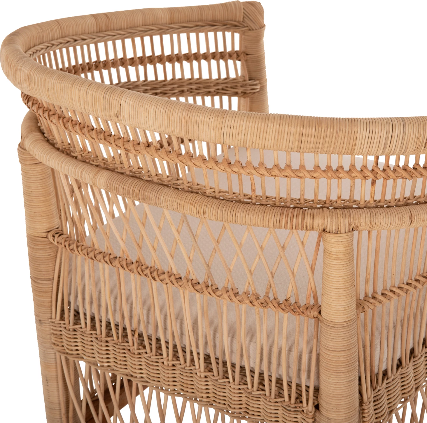 Karrige Malawi, dru mahogany-rattan-jastëk i bardhë, FH9635.04, 80x70x86 cm