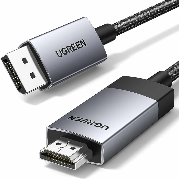 kabllo DisplayPort në HDMI UGREEN 25491 4K@60Hz 3 m argjend/e zezë