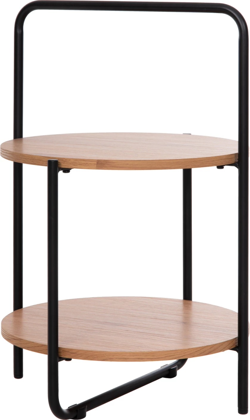 Tavolinë anësore SYLO, FH9618.01, MDF, ngjyrë natyrale, kornizë metalike e zezë, Φ44x66H cm