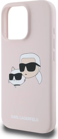 Mbështjellës Karl Lagerfeld Silicone Case Heads Print MagSafe për iPhone 16 Pro Max, Rozë