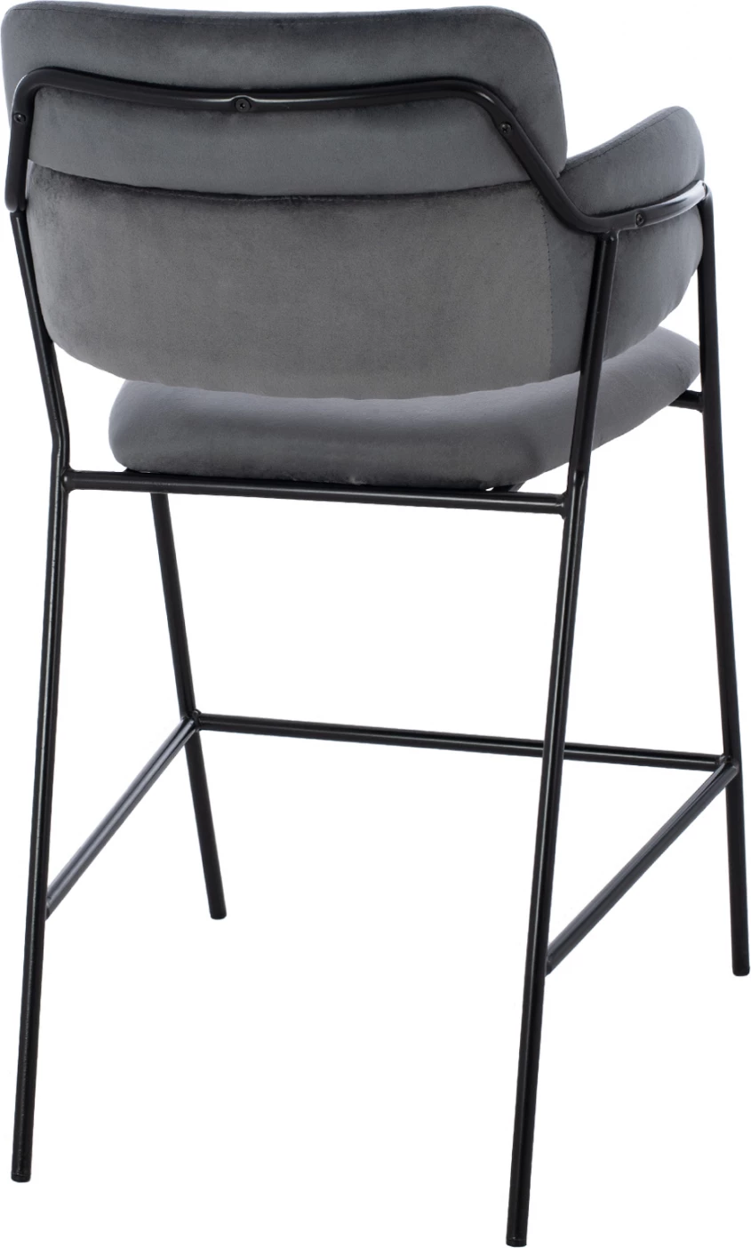 Karrige për bar, lartësi mesatare, FH8735.01, kadife gri me kornizë metalike, 54x58x95Y cm., set prej 2 copë