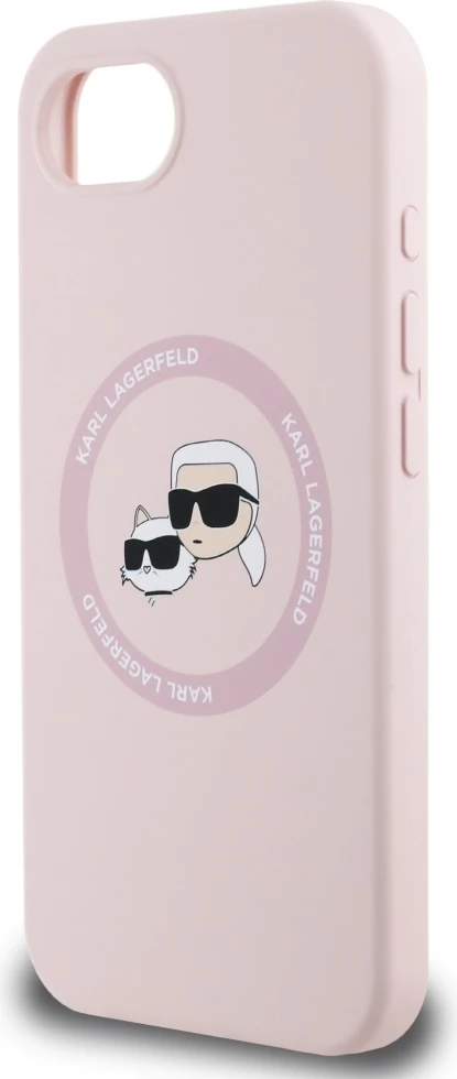 Mbështjellës Karl Lagerfeld Silicone Karl&Choupette Heads MagSafe për iPhone 16e, Rozë