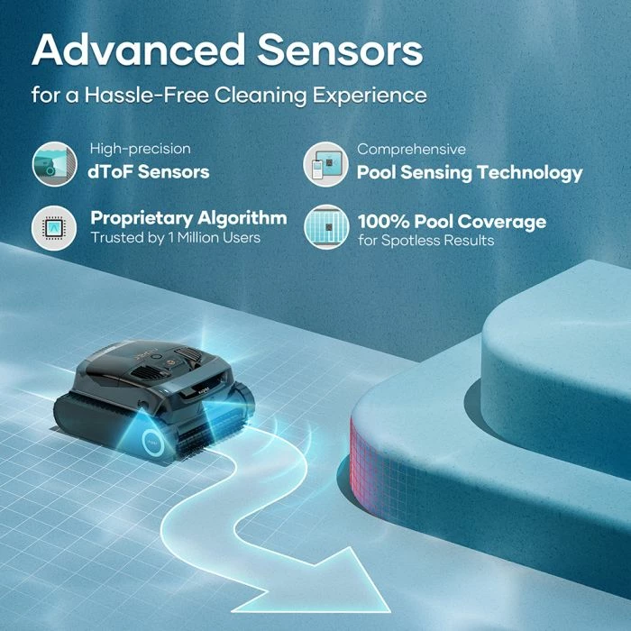 robot pastrues pishine me bateri AIPER Scuba X1, thithje 420 LPM, 180 min, pastrim fund/mure/vijë uji, stacion karikimi pa kabllo, zi/gri