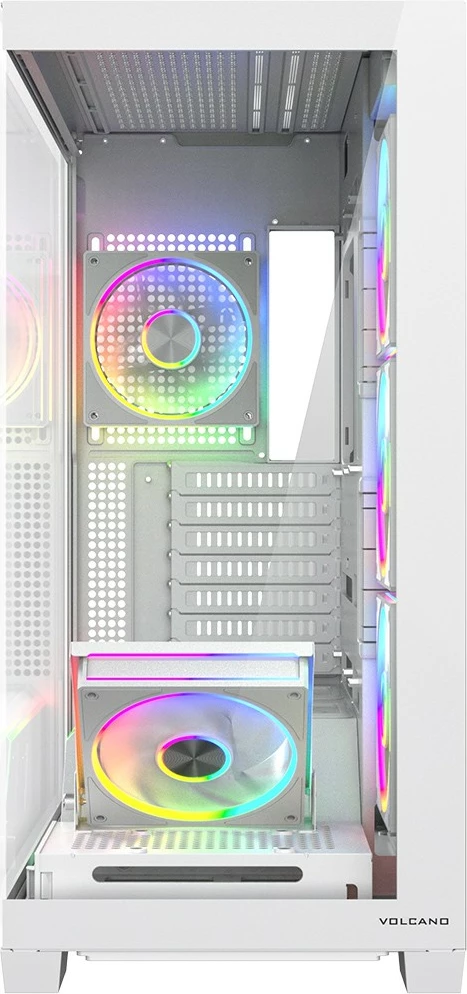 Kasë MODECOM Volcano Stellar Plus 5F AT-STELLAR-PLUS-5F-ARGB-20, Midi Tower ATX/mATX/ITX, 5x120mm ARGB me kontrollues, USB-C, xham i temperuar, e bardhë