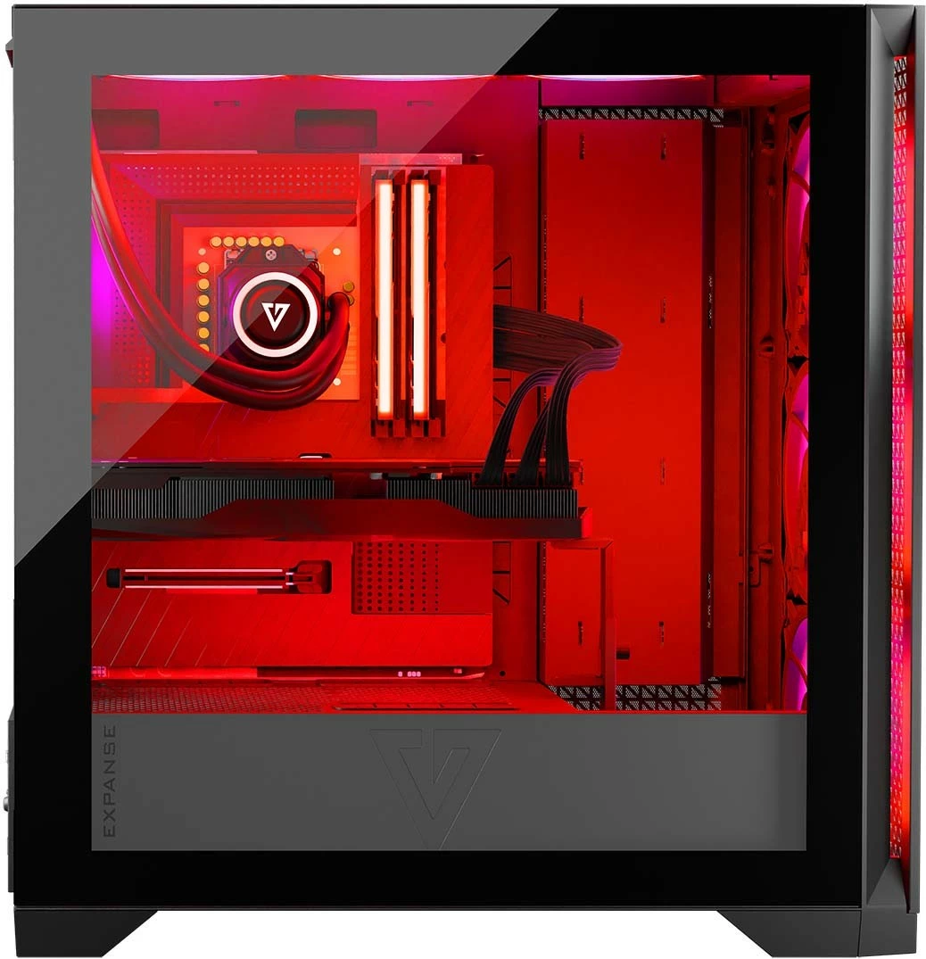 Kasë MODECOM Volcano Expanse T Apex ARGB Midi Tower, xham i temperuar, 4x140mm ARGB, ATX/mATX/ITX, USB-C, e zezë