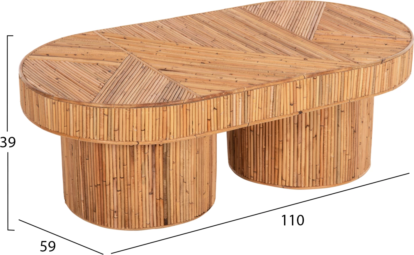 Tavolinë kafeje, sipërfaqe ovale, GATSBY, ngjyrë natyrale, FH9870, 110x59x39H cm