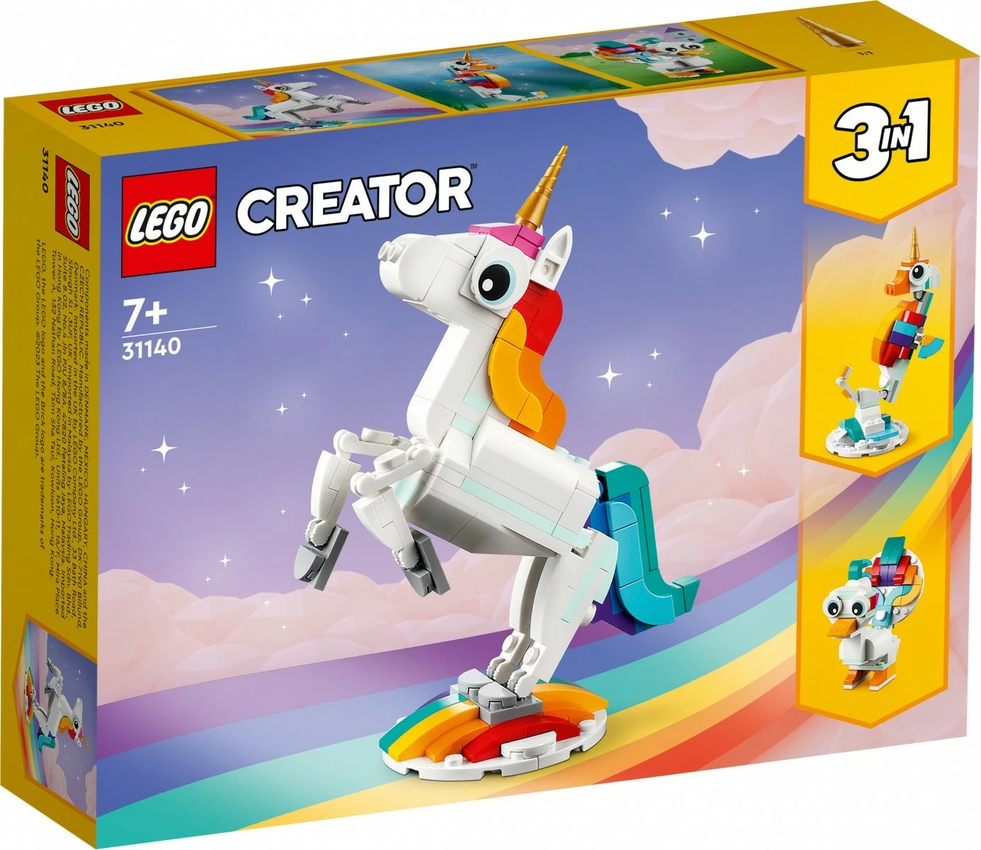 Set LEGO Creator 31140 Magical Unicorn, 145 pjesë, shumëngjyrësh