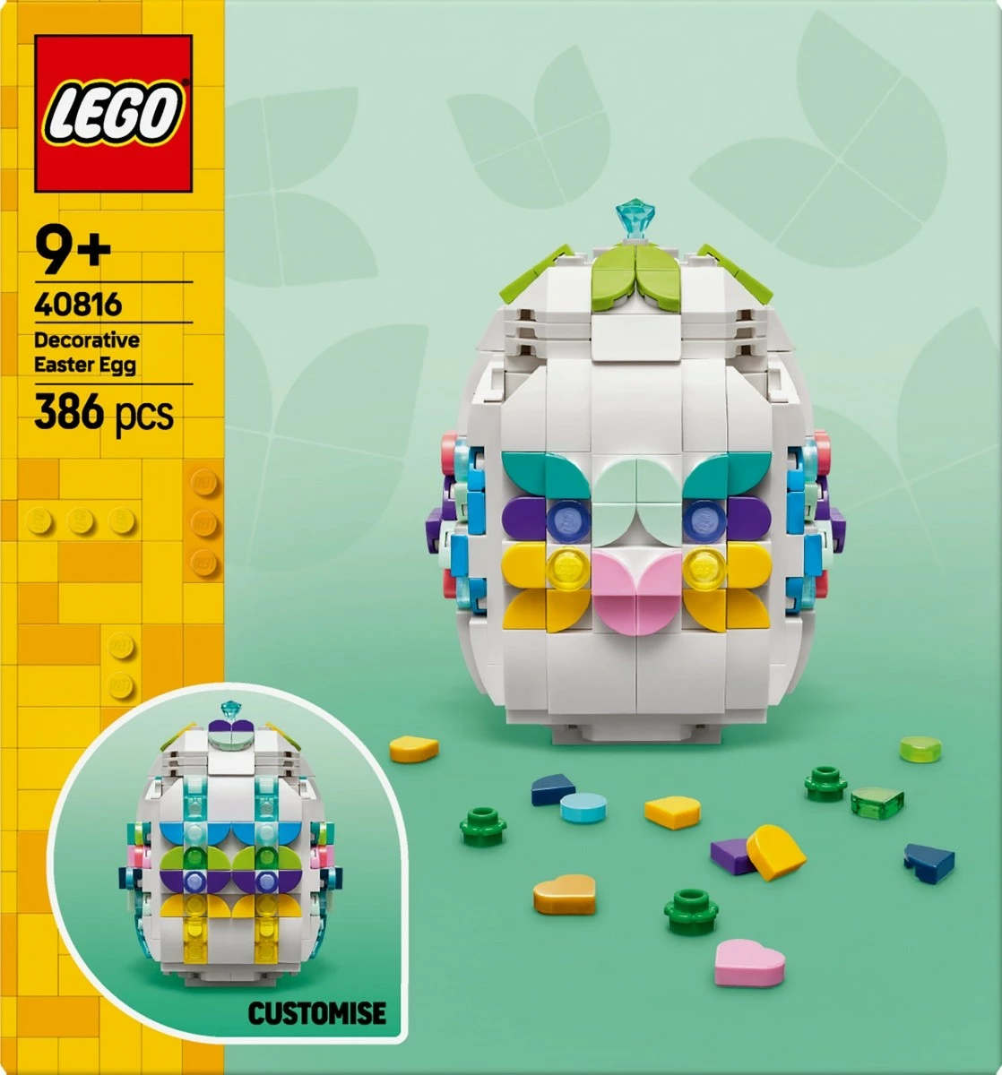 Set ndërtimi, LEGO, 40816 Decorative Easter Egg, 386 pjesë, plastikë, moshat 9+, multingjyrësh
