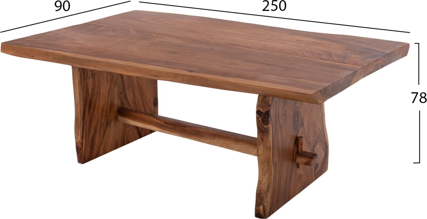 Tavolinë ngrënie ULYSES, dru SUAR, ngjyrë natyrale, 250x90x78 cm