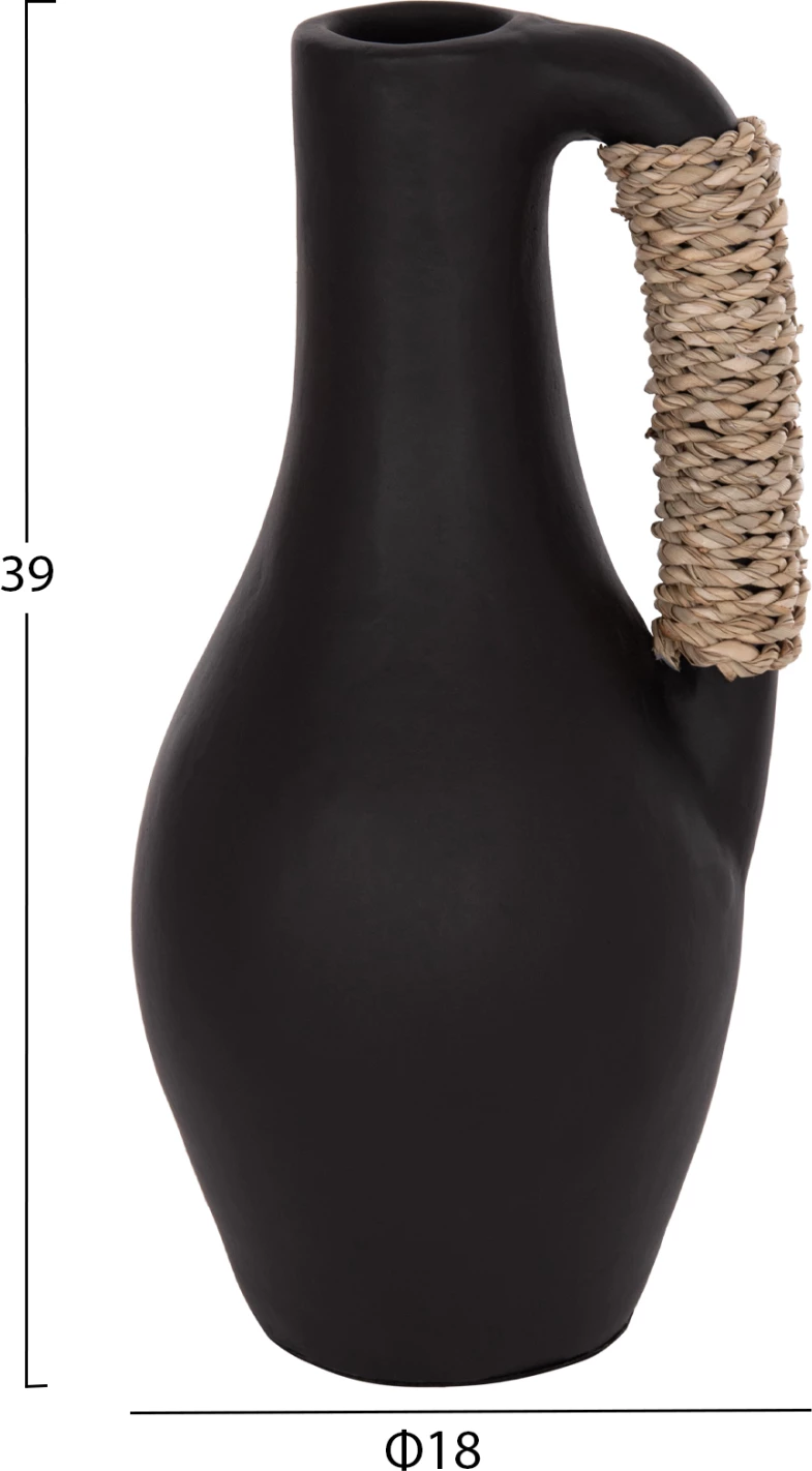 Vazo dekorative tavoline CAMMER, terrakotë e zezë, FH4687.01L, 18x39cm