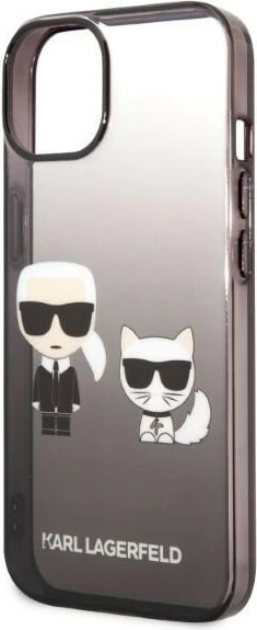 Mbështjellës Karl Lagerfeld KLHCP14LTGKCK për iPhone 14 Pro 6.1", Ikonik Karl & Choupette, i zi