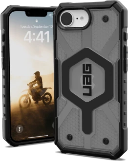 Mbështjellës UAG Pathfinder Clear MagSafe për iPhone 16e, Gri/Ezezë