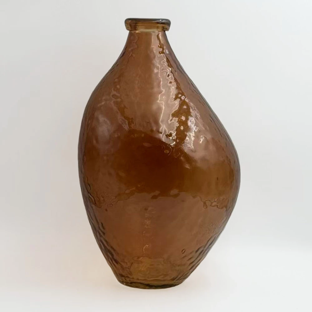Vazë qelqi, ngjyrë karamel, 22x22x35.5cm