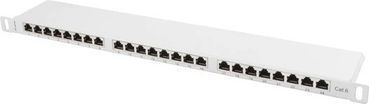Patch panel Lanberg PPS6-0024-S, 24 porta, Cat.6, 0.5U, gri