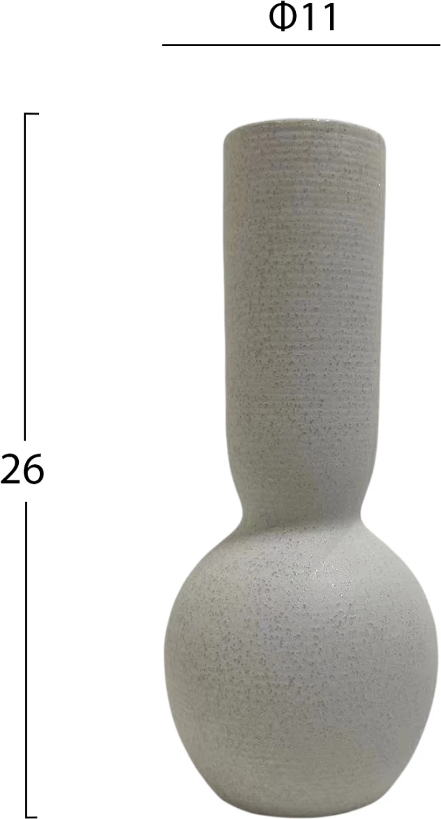 Dekor tavoline prej qeramike GALAD FH4616.01 ngjyrë e bardhë e zbehtë me kristalizim Φ11x26Hcm