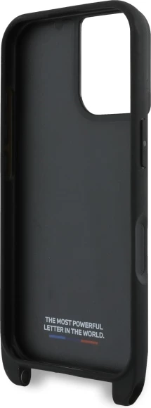 Mbështjellës BMW M Edition Carbon Stripe & Strap për iPhone 16, i zi