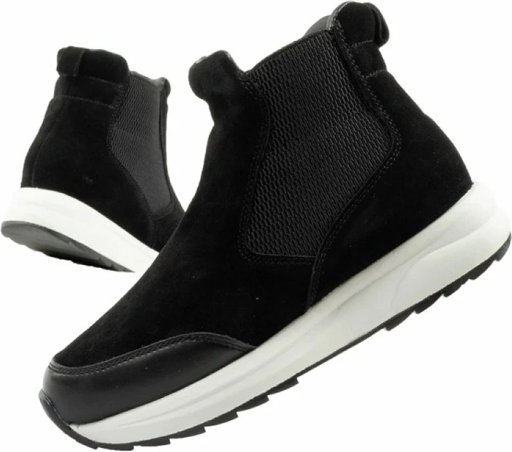 Çizme të shkurta lëkure për femra Scholl, të zeza