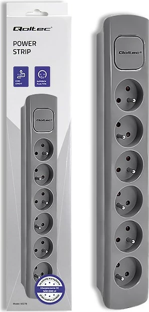 Kasë Qoltec 50277 me 6 dalje, 1.8m, Gri