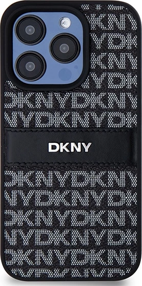 Mbështjellës DKNY Mono Stripe & Metal Logo për iPhone 15 Pro, i zi