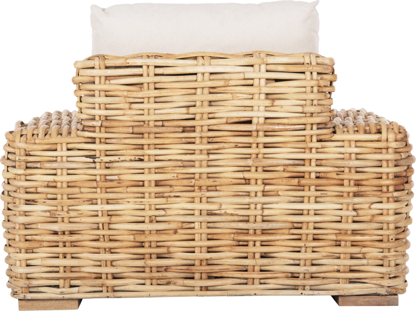 Shezlong për jashtë TROPEL FH9810 dru mango-rattan natyral-jastëk të bardhë 110x88x70-85Hcm